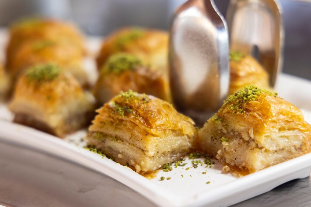 baklava, pastry, dessert, bathed in fragrant syrup   